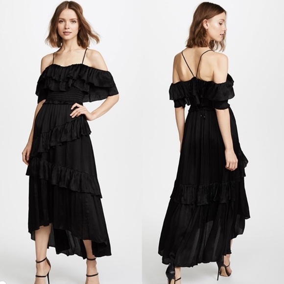 Ulla Johnson Louisa Silk Gown pink silk size 2 high low ruffles off the shoulder - Picture 1 of 16
